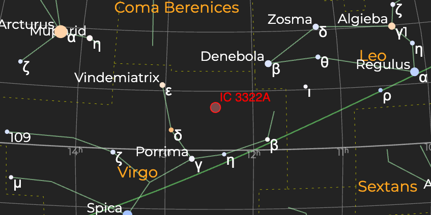 Сверхновая 2021hiz - Расположение на астрономической карте