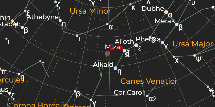 Галактика "Вертушка" (M 101) - Расположение на астрономической карте